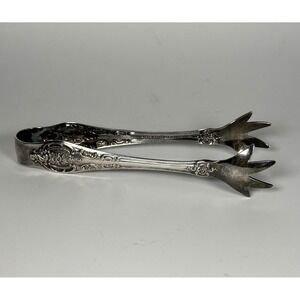 Vintage Wallace Silver Plate Claw Style Ice Tongs 'Royal Baroque'  Barware